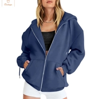 Fashion Gray Zip-Up Hoodie for Women