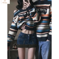 Cardeegan Retro Rainbow Striped Sweater