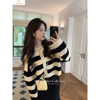 Striped Retro Knit Crop Cardigan