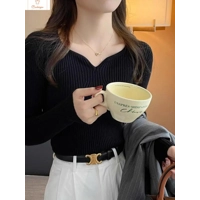 Chic V-neck Knitted Ribbed Sweater