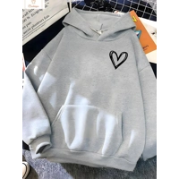Womens Heart Print Fleece Sweatshirt