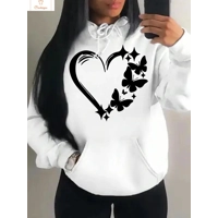 Love and Butterfly Pattern Hip Hop Hoodie