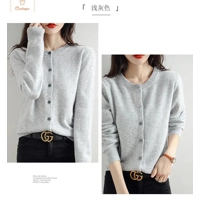 Cashmere Womens O-Neck Cardigan Sweater