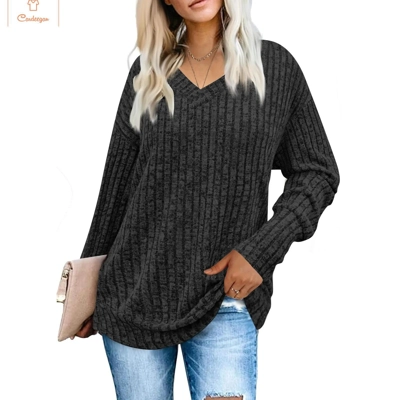 Casual V-Neck Long Sleeve Sweatshirt