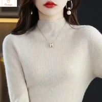 Solid Half Turtleneck Knit Sweater for Women