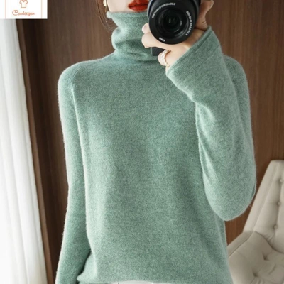 Womens Slim Fit Turtleneck Knit Sweater