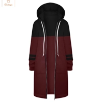 Cardeegan Womens Colour Blocking Hooded Hip Zip Straight Sweatshirt