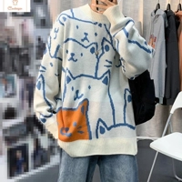 Cartoon Shark Print Oversized Sweater
