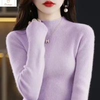 Solid Half Turtleneck Knit Sweater for Women