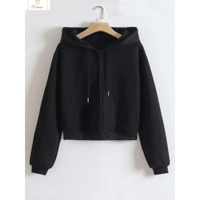 Womens Velvet Zip Up Hoodie Sweatshirt