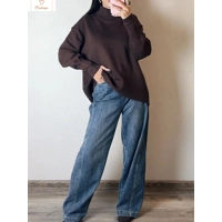 Cardeegan Womens Burgundy Turtleneck Sweater