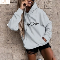 Cardeegan Y2K Heartbeat Print Womens Hoodie
