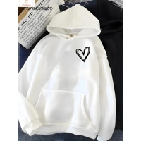 Womens Heart Print Fleece Sweatshirt