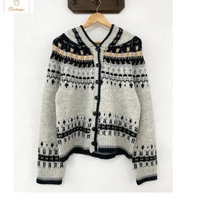 {Womens Retro Hooded Open Cardigan Sweater