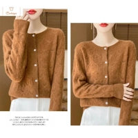 Womens 100% Wool Hollowed Out Cardigan