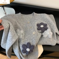 Womens Floral Embroidery Wool Cardigan