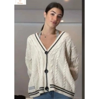 Vintage Star Embroidered Loose Cardigan