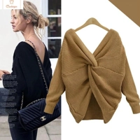 Womens Reversible V-Neck Sweater Top