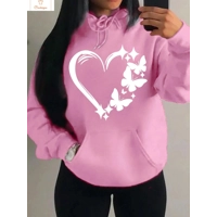 Love and Butterfly Pattern Hip Hop Hoodie