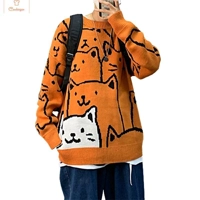 Cartoon Shark Print Oversized Sweater