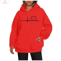 Heartbeat Love Printed Womens Hoodie Sweater