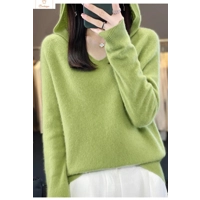 Merino Wool V-Neck Hoodie Sweater