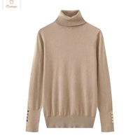 Womens Cropped Turtleneck Sweater with Buttons