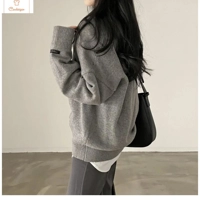 Casual Oversize Black V-Neck Sweater