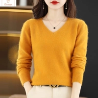 Womens Mink Cashmere V-Neck Sweater