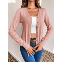 Long Sleeve V Neck Button Cardigan