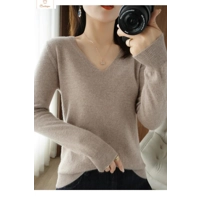 Cashmere V-neck Lace Pullover Sweater