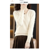 Womens Mink Cashmere V-Neck Sweater