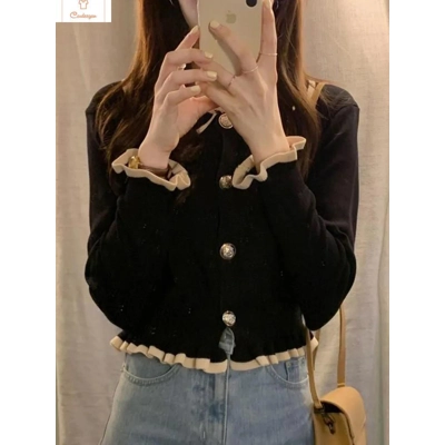 Elegant Ruffled Cardigan Sweater for Women