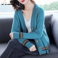 Womens Knitted V-Neck Cardigan Sweater