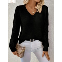 Casual V Neck Knit Sweater for Women