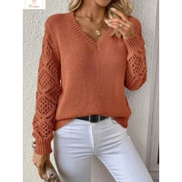Casual V Neck Knit Sweater for Women