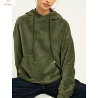 Womens Knitted Corduroy Hooded Sweatshirt