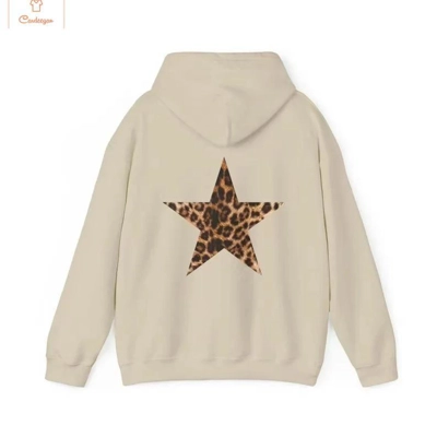 Oversized Fleece Hoodie with Leopard Print