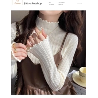 Cardeegan Womens Ruched Turtleneck Knitted Sweater