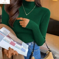 Womens Long Sleeve Turtleneck Knit Sweater