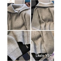 Vintage Double Zipper Knitted Cardigan Sweater