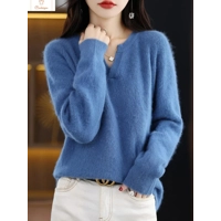 Mink Cashmere V-neck Pullover Sweater
