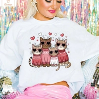 Valentines Cat Print Hip Hop Hoodie