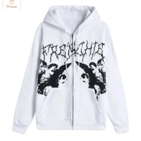 Womens Angel Print Zip Up Hoodie