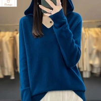 Merino Wool V-Neck Hoodie Sweater