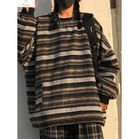 Striped Oversized Knit Sweater for Women