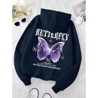 Beautiful Purple Butterfly Casual Hoodie