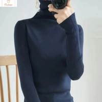 Brown Cashmere Turtleneck Knit Sweater
