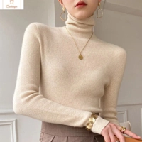 Brown Cashmere Turtleneck Knit Sweater