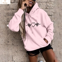 Cardeegan Y2K Heartbeat Print Womens Hoodie